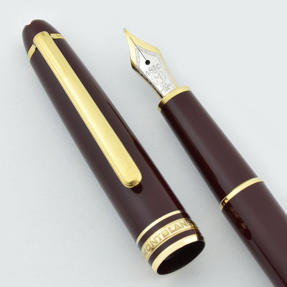 MONTBLANC 144 ボルドー 万年筆 Montblanc Meisterstuck 144 - Burgundy Bordeaux, Gold Trim, 14k